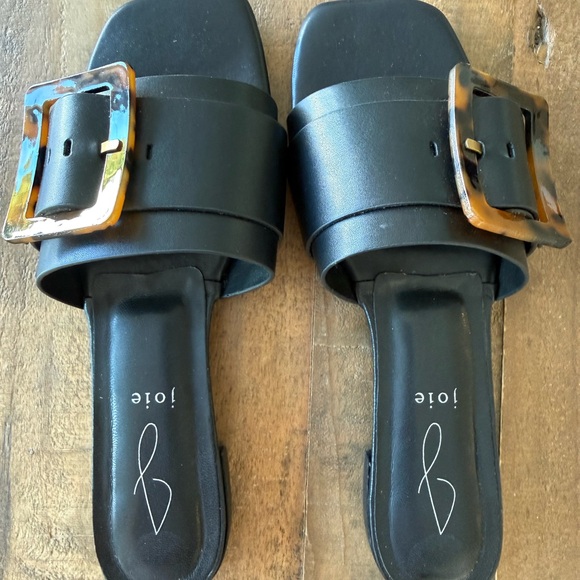 🍃 NWOT Joie Paige Black Sandal with Tortoise Accent - Size 7 - Picture 3 of 5